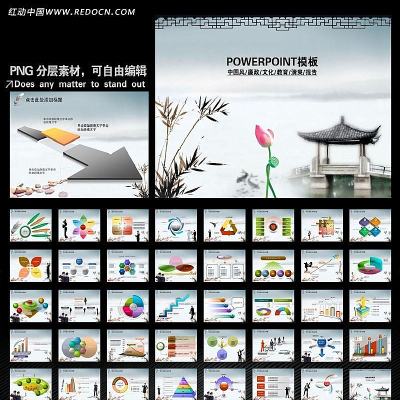 中国风廉政文化教育报告总结PPT幻灯片 ppt