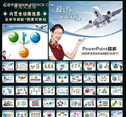 飞机航空工作业绩报告总结幻灯片PPT ppt
