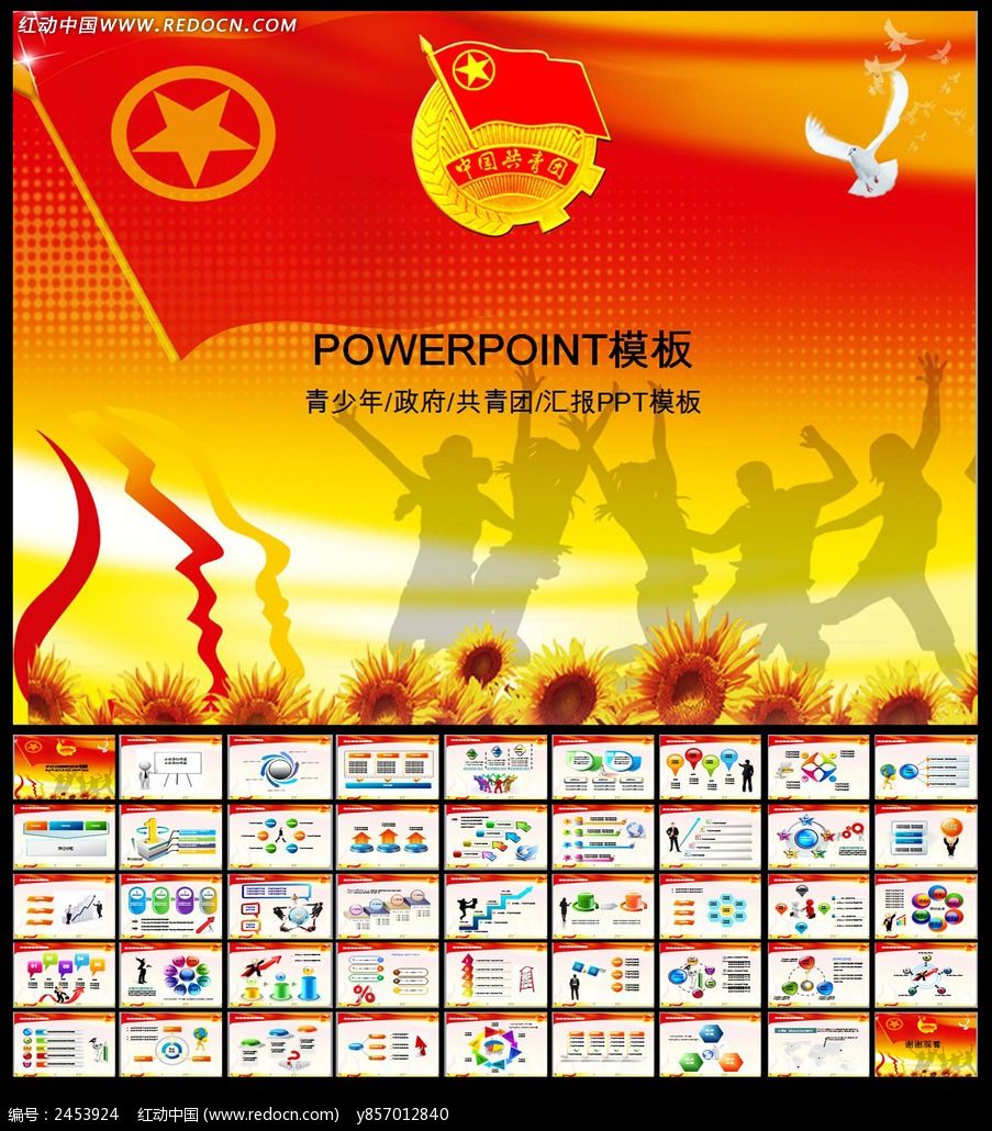 共青团志愿者PPT模板