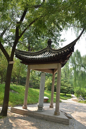 新中式景观亭廊架cad su模型 效果图 碑亭正立面施工图 大殿亭子建筑