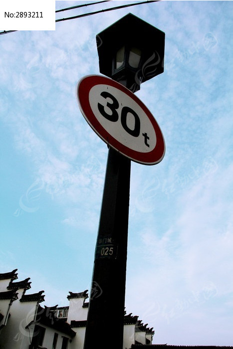 天空下的路灯指示牌