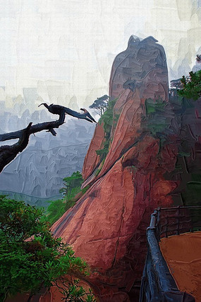 山石风景油画