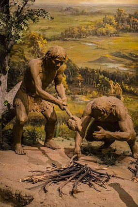 古代人取火情景