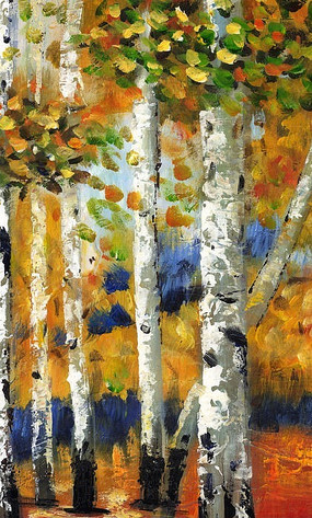 列维坦《白桦丛》油画