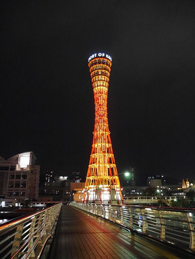 日本神户港口夜景神户港口渡轮