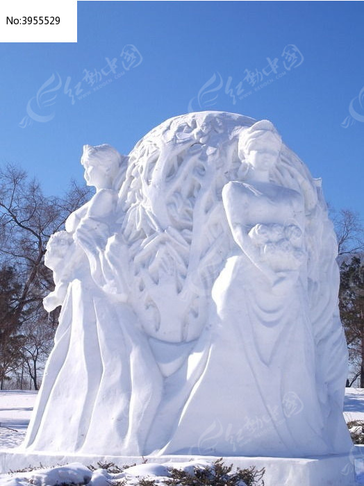 雪雕美女雕塑图片