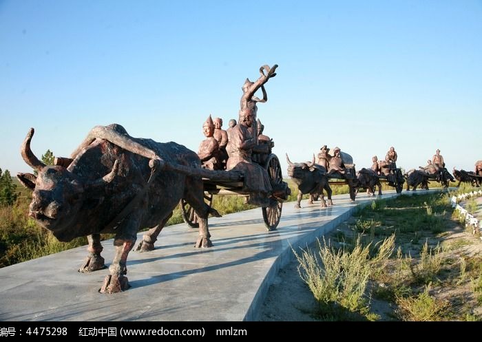 雕塑 牛车