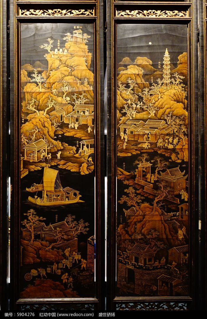 潮汕古代工笔雕刻画