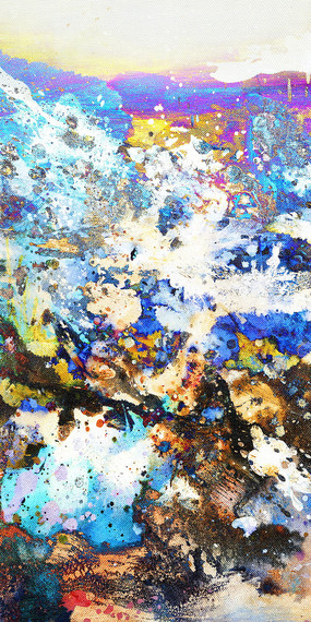 玄关抽象油画背景墙壁画