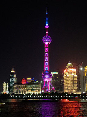 广播电视塔夜景上海浦东东方明珠塔风光上海东方明珠塔东方明珠塔夜景