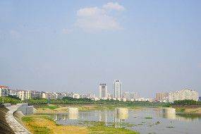 四川绵阳市河流安昌河风光