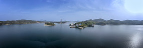 宽幅道观河观景园和万佛宝塔全景图
