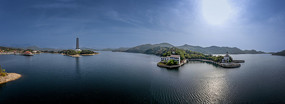 宽幅道观河通禅湖景区全景