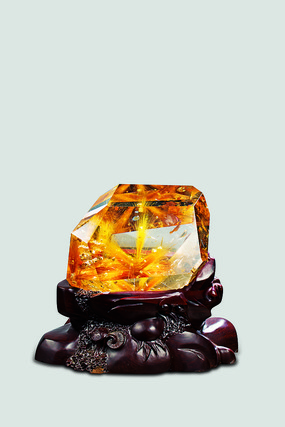 金发晶水晶原石摆件